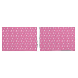 Marathon Runners on Pink Background Pillowcase