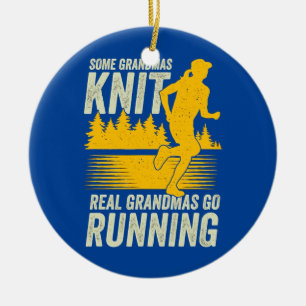Marathon Running Grandma Grandmother Ceramic Tree Decoration