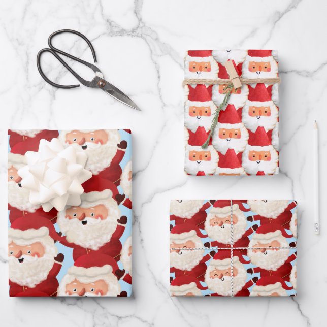 Marathon Santas Funny Active Sport Bold Christmas Wrapping Paper Sheet (Front)