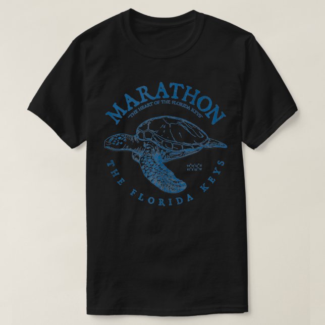 Marathon Turtle Florida Keys Scuba Fishing Diving  T-Shirt (Design Front)