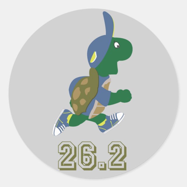 Marathon Turtle Runner in Blue Classic Round Sticker (Front)