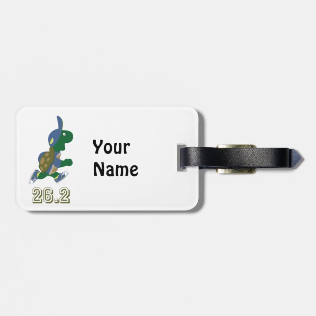 Marathon Turtle Runner in Blue Luggage Tag (Back Horizontal)