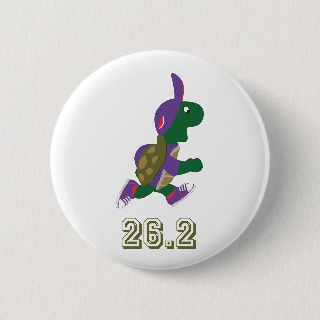 Marathon Turtle Runner in Purple 6 Cm Round Badge (Front)