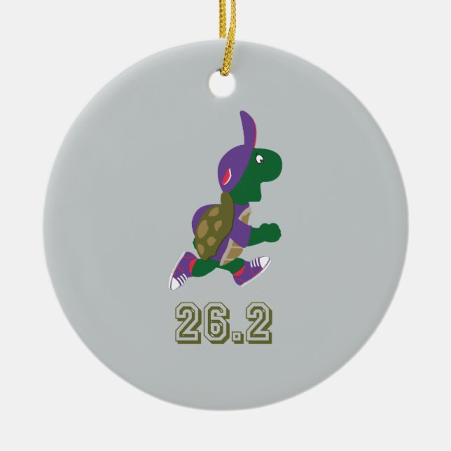 Marathon Turtle Runner in Purple Ceramic Tree Decoration (Front)