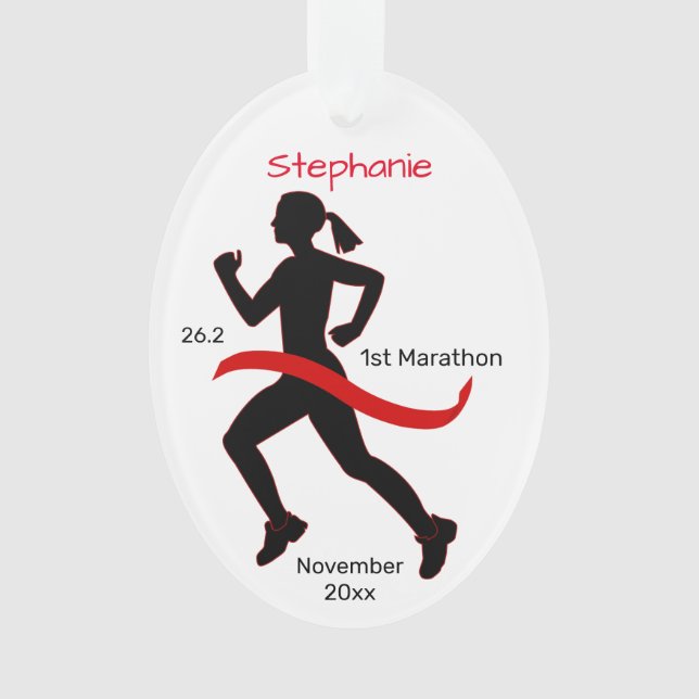 Marathon Woman Keepsake In Red Ornament (Front)