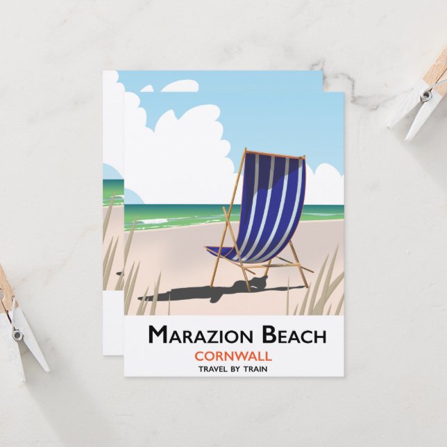 Marazion Beach Cornwall beach travel poster (Front/Back In Situ)