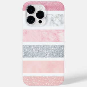 Marbal and Pink glitter iPhone 14 Pro Max case
