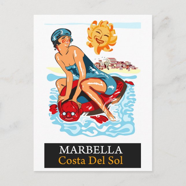 Marbella, Costa del Sol, Spain. Happy Swimmer Postcard (Front)