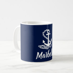 Marbella - Maritime Style Blue And White Mug