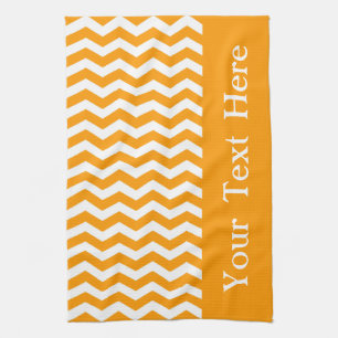 Marbella Orange Wave Chevron customisable Tea Towel