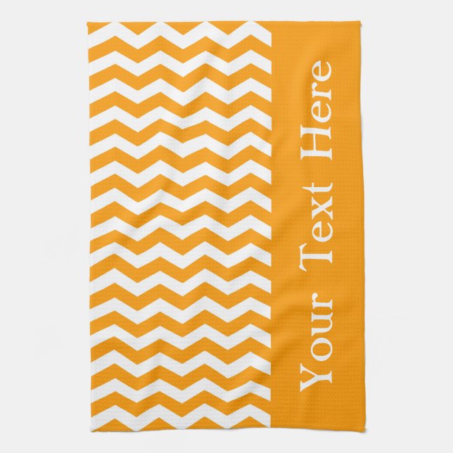Marbella Orange Wave Chevron customisable Tea Towel (Vertical)