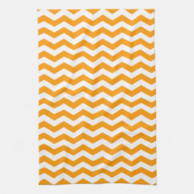 Marbella Orange Wave Chevron Tea Towel (Vertical)