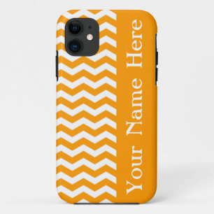 Marbella Orange Wave Chevron with name iPhone 11 Case