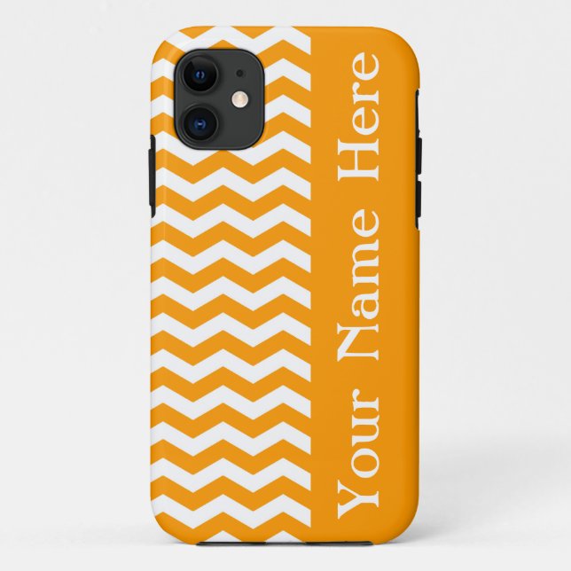 Marbella Orange Wave Chevron with name Case-Mate iPhone Case (Back)