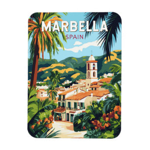 Marbella Spain Illustration Travel Art Vintage Magnet