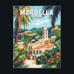 Marbella Spain Illustration Travel Art Vintage Postcard<br><div class="desc">Marbella retro vector travel design. Marbella,  a glamourous coastal city on Spain’s Costa del Sol,  is known for its golden beaches,  luxury resorts,  and vibrant nightlife.</div>