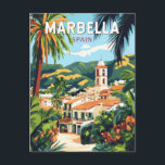 Marbella Spain Illustration Travel Art Vintage Postcard<br><div class="desc">Marbella retro vector travel design. Marbella,  a glamourous coastal city on Spain’s Costa del Sol,  is known for its golden beaches,  luxury resorts,  and vibrant nightlife.</div>