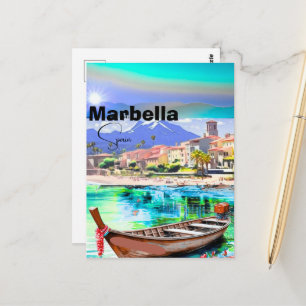 Marbella Spain Travel Postcard Art, Spain Travel P