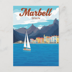 Marbella Spain Travel Poster Postcard