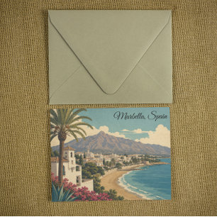 Marbella Spain Travel Vintage Mediterranean Beach Postcard
