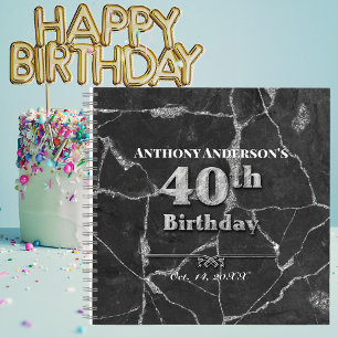 Marble 40th Birthday Party Guest Book