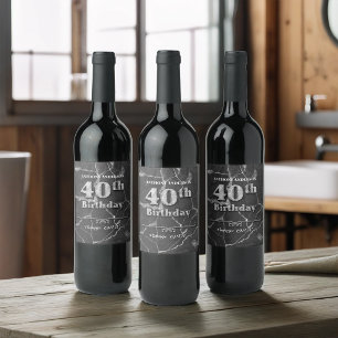 Marble 40th Birthday Party Wine Label