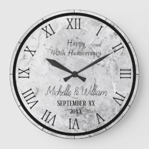 Marble  40th Wedding Anniversary Personalised Large Clock