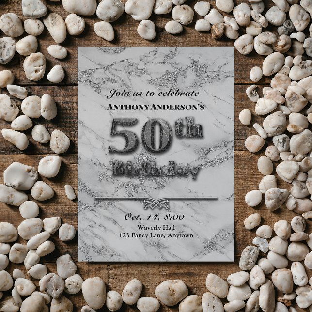 Marble 50th Birthday Party Invitation (Creator Uploaded)
