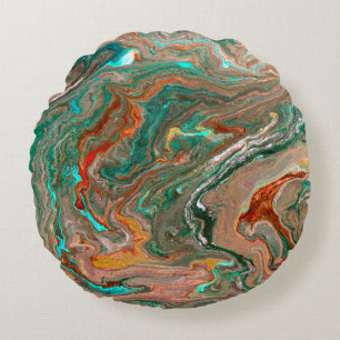 Marble abstract acrylic background. Marbling artwo Round Cushion