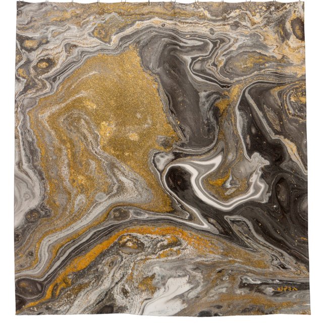 Marble abstract acrylic background. Nature marblin Shower Curtain (Front)