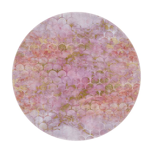 MARBLE ABSTRACT ART DECO TRAY PINK CUTTING BOARD (Front)