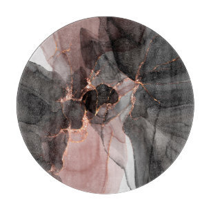 MARBLE ABSTRACT BLACK CHIFFON CUTTING BOARD
