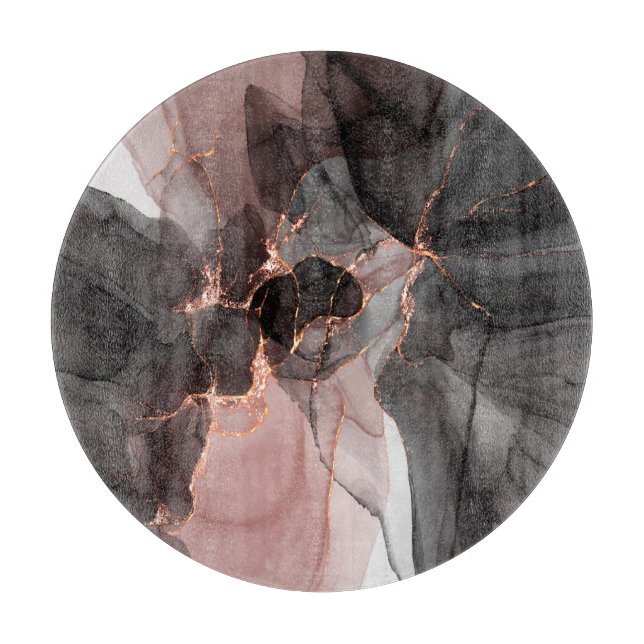 MARBLE ABSTRACT BLACK CHIFFON CUTTING BOARD (Front)
