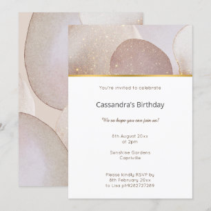 MARBLE ABSTRACT BUBBLE NEUTRAL BIRTHDAY INVITATION