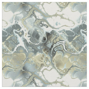 Marble Abstract in Blue White Beige Fabric