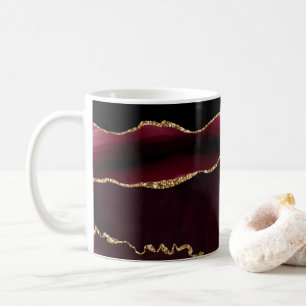 Marble Agate Chic Black Purple Gold Glitter Coffee Mug