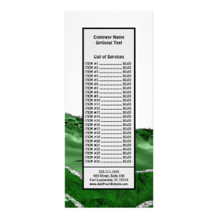 Marble Agate Glamourous Emerald Green Silver Rack Card