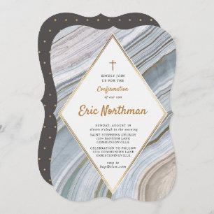 Marble Agate Gold Confirmation Invitation