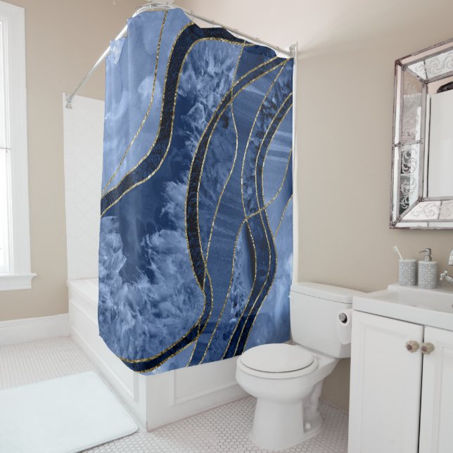 Marble Agate Gold Glam 10 Shower Curtain (In Situ)
