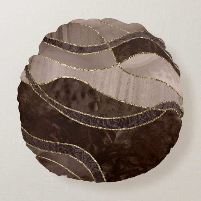 Marble Agate Gold Glam 4 - landscape Round Cushion (Front)