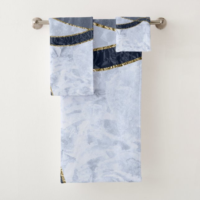 Marble Agate Gold Glam 8 - landscape Bath Towel Set (Insitu)