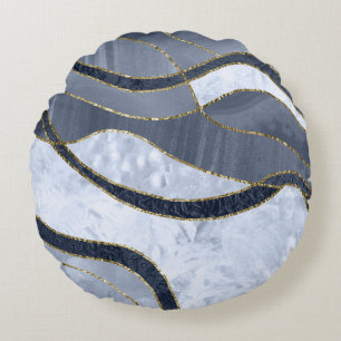 Marble Agate Gold Glam 8 - landscape Round Cushion