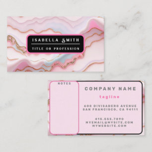 Marble Agate Modern Blue Pink Gold Collection Business Card