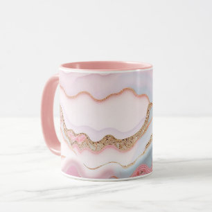 Marble Agate Modern Blue Pink Gold Collection Mug