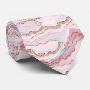 Marble Agate Modern Blue Pink Gold Collection Tie