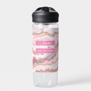 Marble Agate Modern Blue Pink Gold Collection Water Bottle
