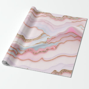 Marble Agate Modern Blue Pink Gold Collection Wrapping Paper