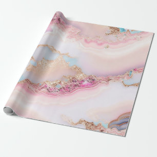 Marble Agate Popular Blue Pink Gold Collection Wrapping Paper