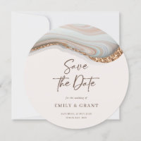 Marble Agate Save the Date Round Invitation