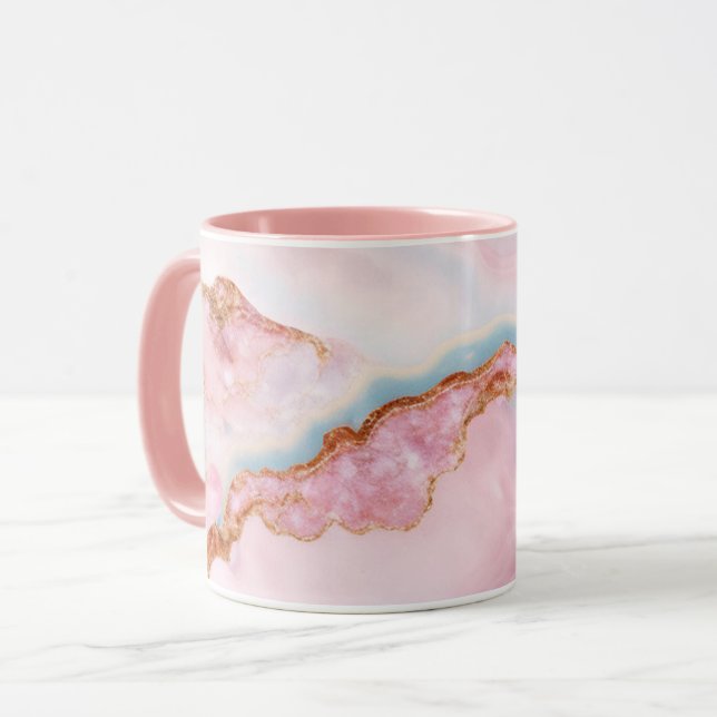 Marble Agate Trendy Blue Pink Gold Collection Mug (Front Left)